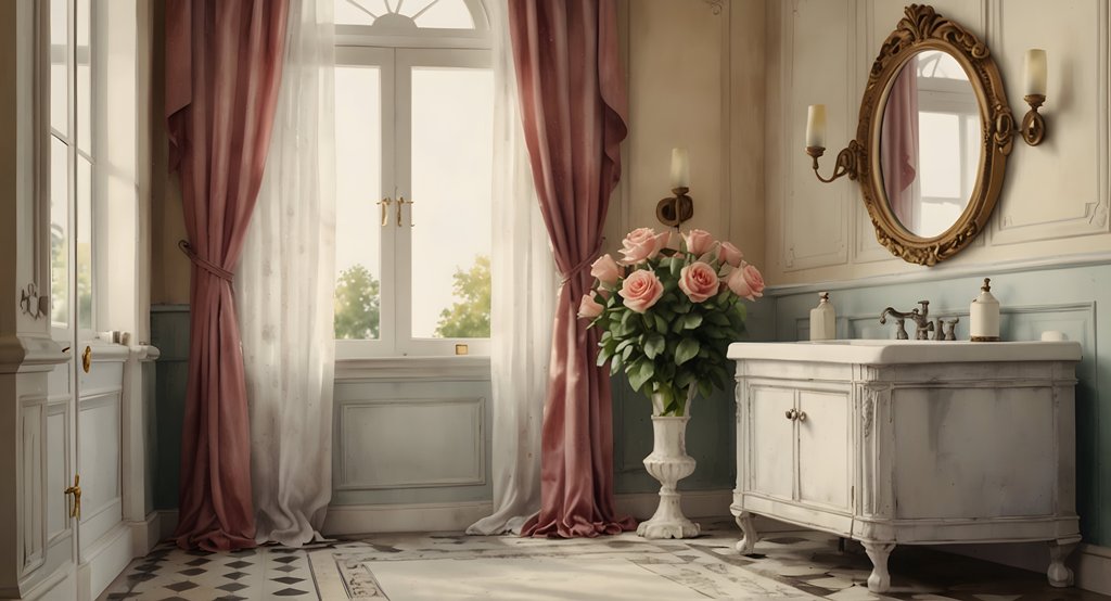 vintage-elegance-classic-bathroom-with-rose-bouquet-watercolor-hand-drawing-realistic-interior-d